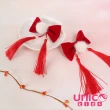 【UNICO】兒童新年白球球搭紅色蝴蝶結對夾/邊夾/髮夾-2入(髮飾/配件/聖誕)