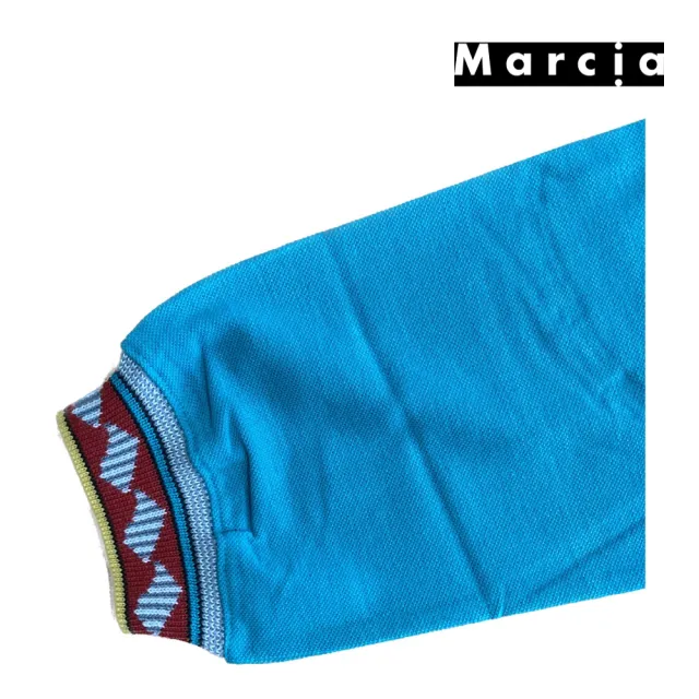 【Marcia】藍底花領POLO衫(針織衫 毛衣 長袖毛衣 線衫)
