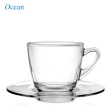 【Ocean】把手玻璃杯 245ml 咖啡杯盤組 18杯贈18盤(咖啡杯 玻璃杯 茶杯 把手玻璃杯)