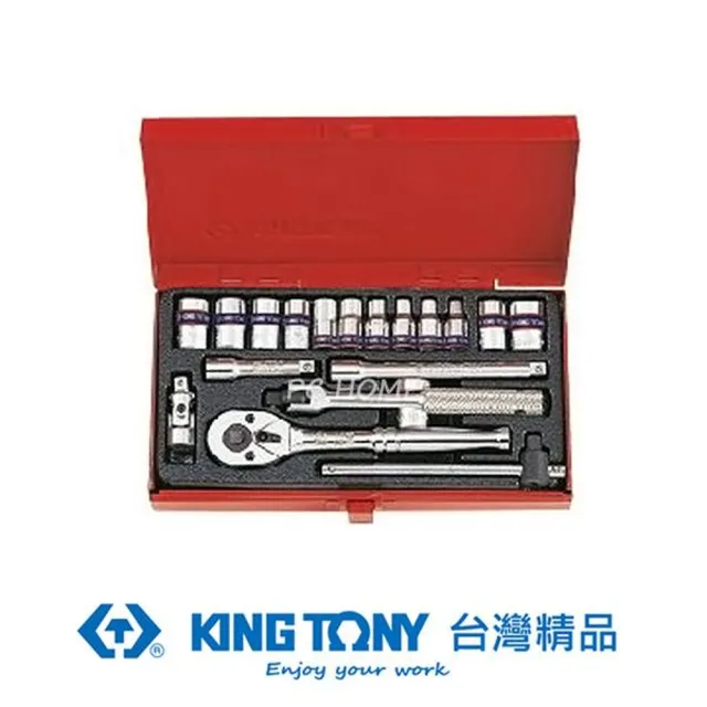 【KING TONY 金統立】專業級工具 19件式 1/4”DR. 12角套筒組(KT2022MR3)