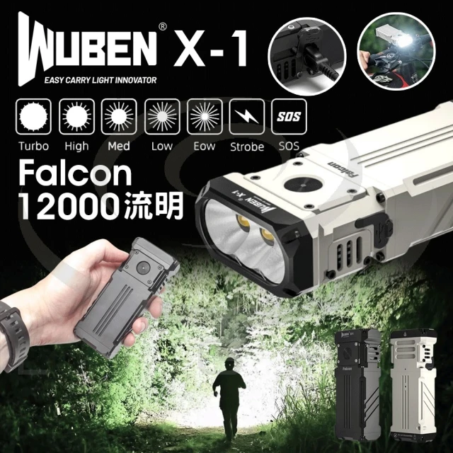 WUBEN 錸特光電 Falcon X-1 12000流明 強光EDC小鋼炮(高亮泛光手電筒 PD快充 USB-C充電 X1 TM12K)