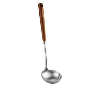 【PUSH!】廚房用品 耐高溫304不銹鋼黃花梨木手柄煎鍋鏟子廚具炒鍋(湯勺D303-1)