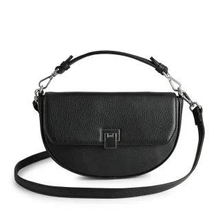 【MARKBERG】Judy 丹麥手工牛皮個性茱蒂肩揹包 斜背包 手拿包 手提包 側肩包(極簡黑)