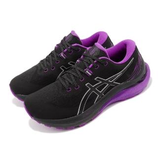 【asics 亞瑟士】慢跑鞋 GEL-Kayano 29 Lite-Show 女鞋 黑 紫 路跑 穩定 夜光系列(1012B299001)