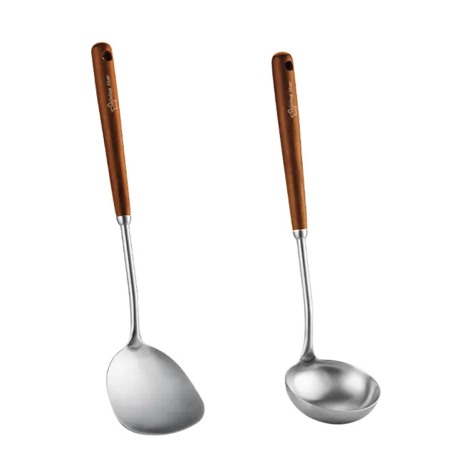 【PUSH!】廚房用品 耐高溫304不銹鋼黃花梨木手柄煎鍋鏟子廚具炒鍋(鍋鏟D303)