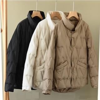 【巴黎精品】現貨+預購 真羽絨90%白鴨絨羽絨外套羽絨衣夾克(立領輕薄寬鬆短款防寒保暖女外套3色p1ah11)