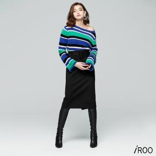 【iROO】柔軟條紋時尚短版針織毛衣