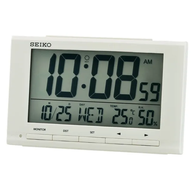 【SEIKO 精工】溫溼度顯示 電子鬧鐘-黑白2色可選 母親節 禮物(QHL090K/QHL090L/速)