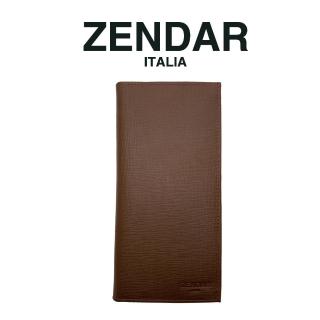 【ZENDAR】頂級小牛皮十字紋16卡對開長夾(琥珀色 贈原廠送禮提袋)