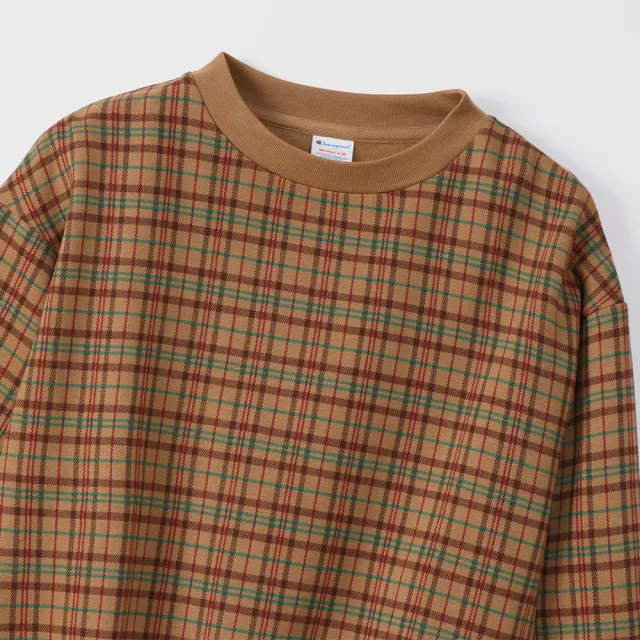 【Champion】官方直營 Womens 格紋大學Tee-女(棕色)