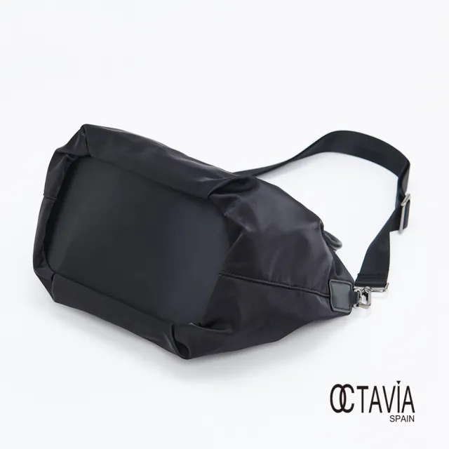 【OCTAVIA】雙11 超輕量尼龍配皮肩斜二用水餃包(輕輕黑  輕量包 托特包)
