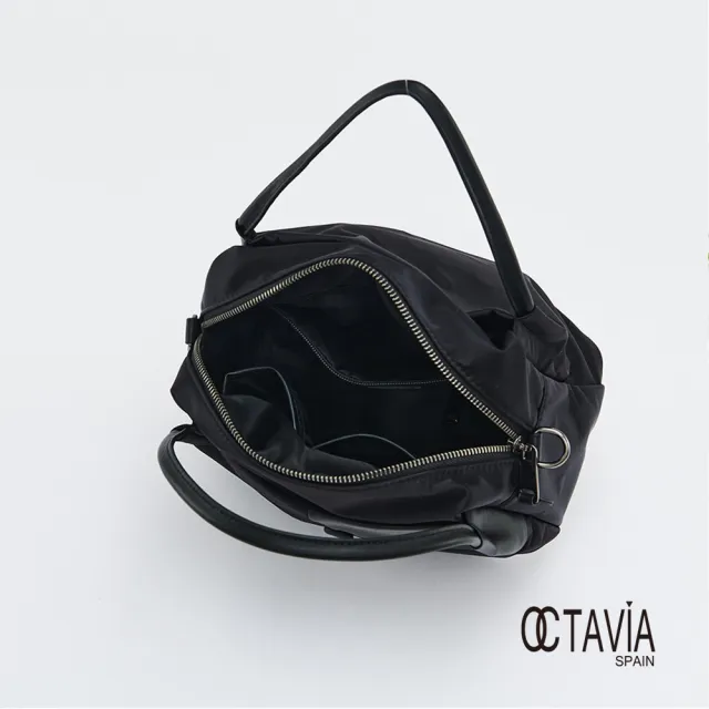 【OCTAVIA】雙11 超輕量尼龍配皮肩斜二用水餃包(輕輕黑  輕量包 托特包)
