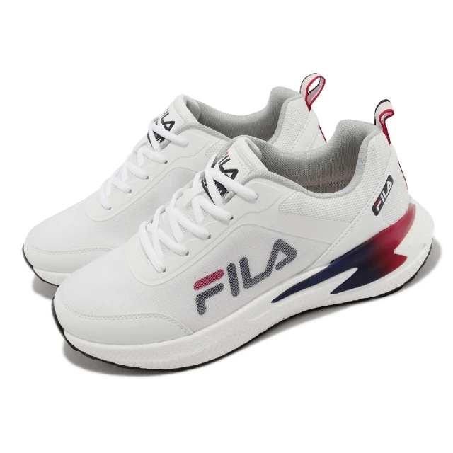 【FILA】慢跑鞋 Cruise 男鞋 白 藍紅 路跑 基本款 舒適 支撐 路跑 運動鞋(1J309X123)