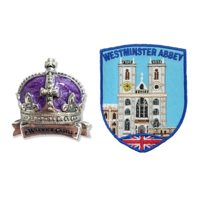 【A-ONE 匯旺】英國華威城堡 造型磁鐵+英國 西敏寺徽章2件組網紅打卡地標 文青必備 磁鐵 大(C36+390)