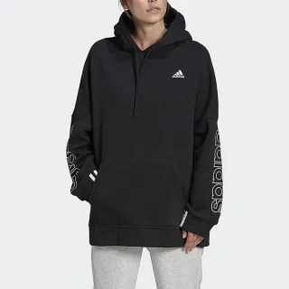 【adidas 愛迪達】W Big Bos Os Hd 女 連帽上衣 Oversize 保暖 刷毛 亞洲尺寸 黑(GC6978)