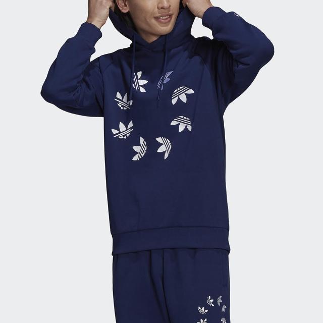 【adidas 愛迪達】ST Hoody 男 連帽上衣 帽T 經典 休閒 國際版 環形LOGO 三葉草 深藍(H37741)