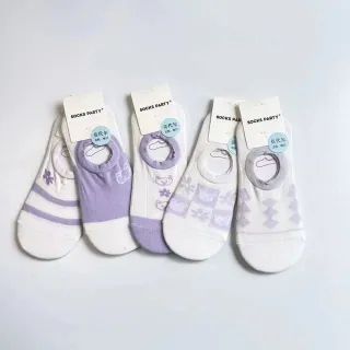 【Socks Form 襪子瘋】5雙組-紫色萌熊日系棉質隱形襪