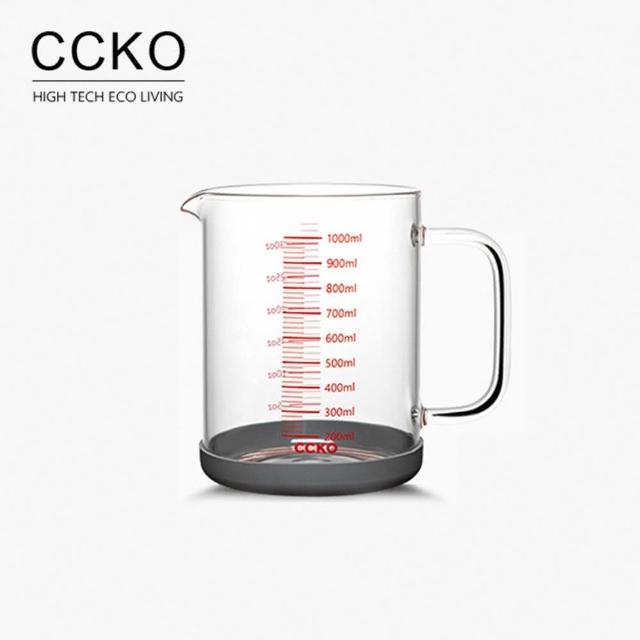 【CCKO】歐式耐熱刻度量杯 1000mL 附防滑膠圈 大量杯 烘焙量杯(量杯 耐熱量杯 刻度量杯 玻璃量杯)