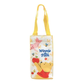 【小禮堂】Disney 迪士尼 小熊維尼 方形保冷水壺袋 - 白黃蘋果(平輸品)