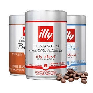 【illy】咖啡豆任選250g x 3罐 (中烘培豆/低咖啡因豆/巴西風味豆)