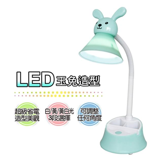 【銳奇】LED玉兔造型護眼檯燈(LED-619粉綠)