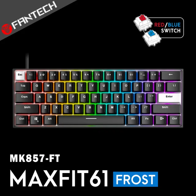 【FANTECH】MAXFIT61 Frost 60%RGB可換軸機械式鍵盤(黑色)