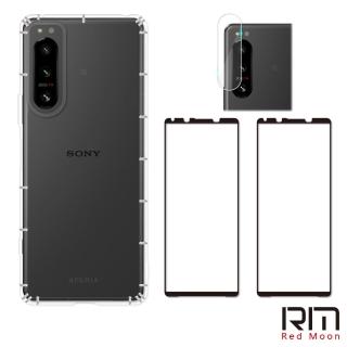 【RedMoon】SONY Xperia 5 IV 手機殼貼4件組 空壓殼-9H玻璃保貼2入+厚版鏡頭貼(XP5IV)