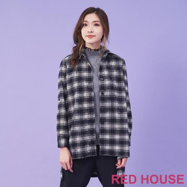 【RED HOUSE 蕾赫斯】寬鬆格紋襯衫(深藍色)