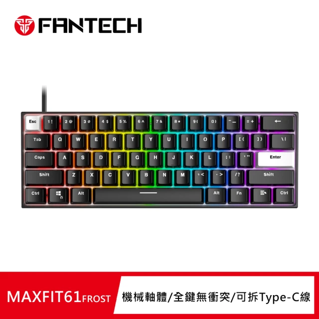 FANTECH MAXFIT61 Frost 60%RGB可換軸機械式鍵盤(黑色)