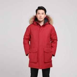 【巴黎精品】現貨+預購 真羽絨90%白鴨絨羽絨外套羽絨衣夾克(保暖貉子毛領中長版連帽男外套3色p1ai22)