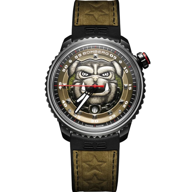 BOMBERG 炸彈錶 BB-01龐克鬥牛犬 大三針機械錶-軍綠色/43mm(CT43APBA.32-1.11)