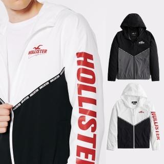 【HOLLISTER Co】HCO 海鷗 文字運動防風防潑水連帽風衣外套-多色組合 上衣(舒適百搭/平輸品)