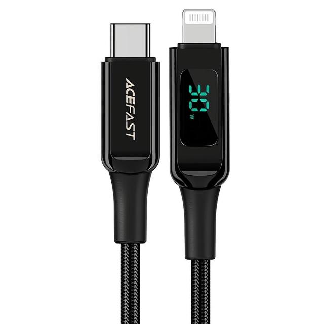 【ACEFAST】Type-C to Lightning 30W快充 編織傳輸充電線 1.2米 MFI認證(支援蘋果iPhone/ipad LED數顯)