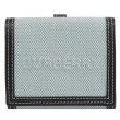 【BURBERRY 巴寶莉】LUNA 經典品牌LOGO棉麻牛皮拼接扣式雙面零錢短夾(黑邊)