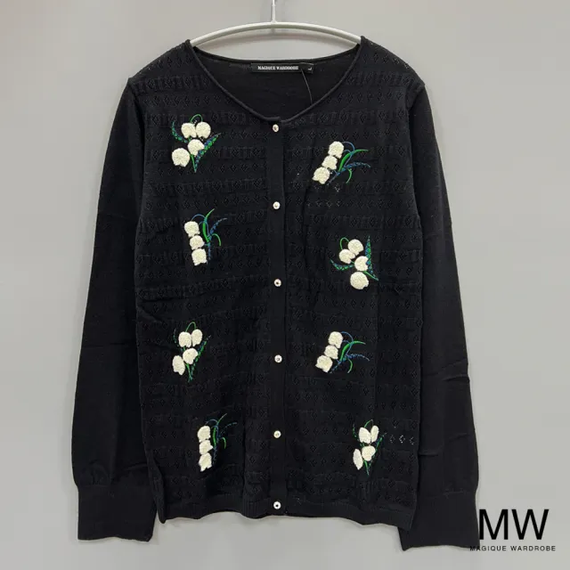【MAGIQUE WARDROBE】羊毛花草細針織排釦長袖外套(3色)