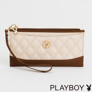 【PLAYBOY】輕便型長夾附手挽帶 Refined系列(米白色)