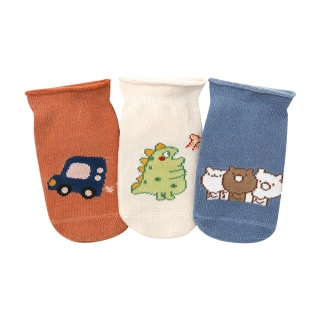 【JoyNa】3雙入-捲邊止滑襪 寶寶襪 學步襪(滿版大點膠.精梳棉襪)