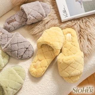 【SiOHER 熹歐禾】現貨 可愛波蘿絨毛室內拖鞋居家拖鞋36-39(室內拖鞋/保暖)