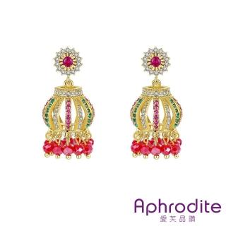 【Aphrodite 愛芙晶鑽】縷空耳環 皇冠耳環/彩鑽鑲嵌復古民族風縷空皇冠造型耳環(2款任選)