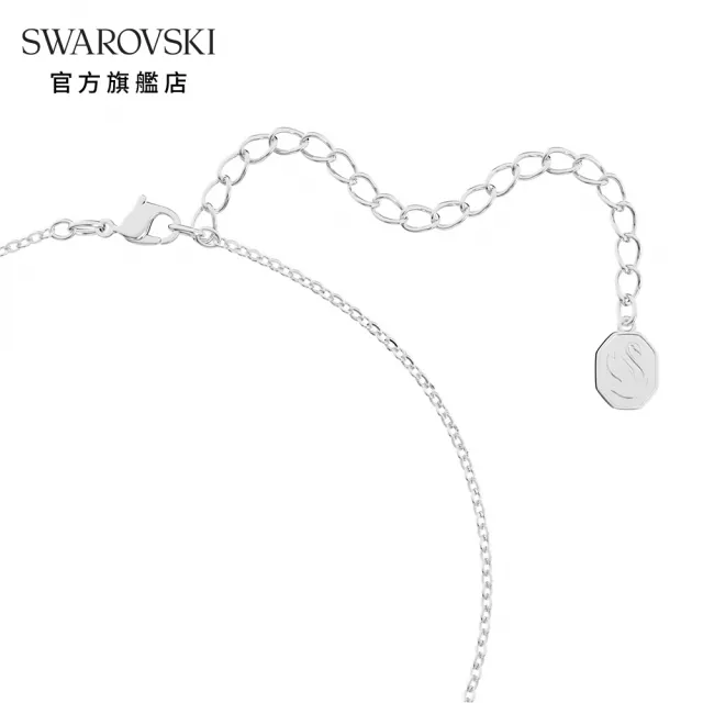 【SWAROVSKI 官方直營】Swarovski Sparkling Dance 項鏈橢圓形  藍色  鍍白金色 交換禮物