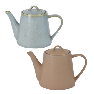 【YU Living 信歐傢居】歐式陶瓷手作壓紋窯變釉茶壺 水壺 950ml(2色)