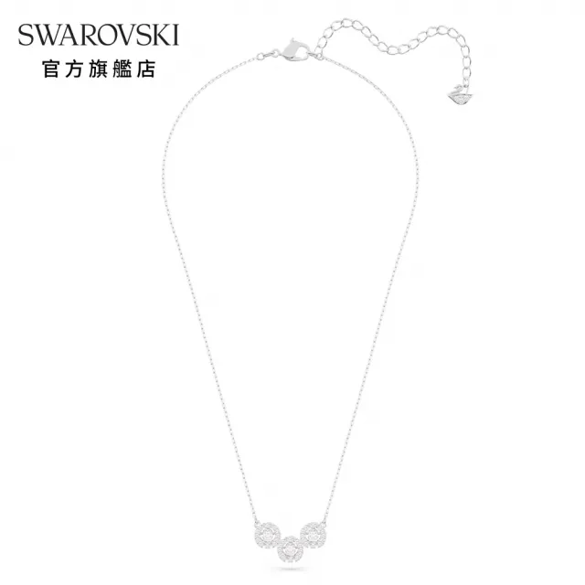 【SWAROVSKI 官方直營】Swarovski Sparkling Dance Triology 項鏈密鑲  白色  鍍白金色 交換禮物