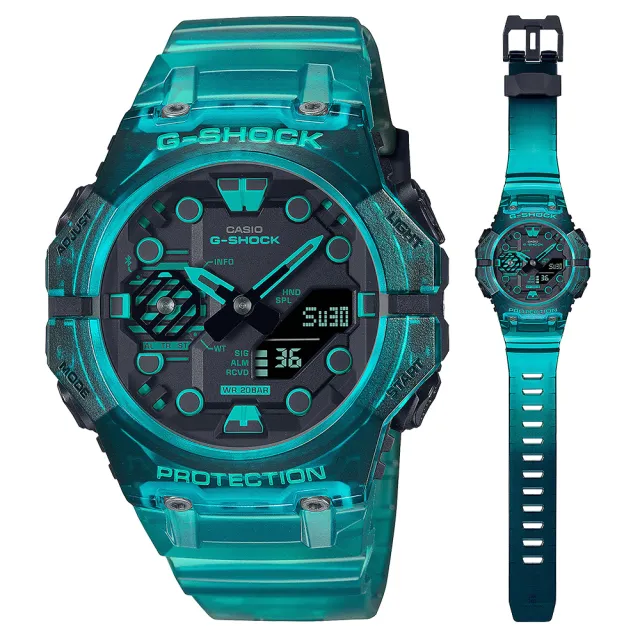 【CASIO 卡西歐】G-SHOCK 藍牙 碳纖維核心防護構造雙顯手錶  禮物(GA-B001G-2A/速)