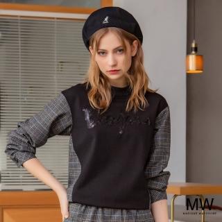 【MAGIQUE WARDROBE】拼接亮片格紋上衣(2色)