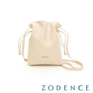 【ZODENCE 佐登司】LARA進口真皮抽繩手機包(米白)