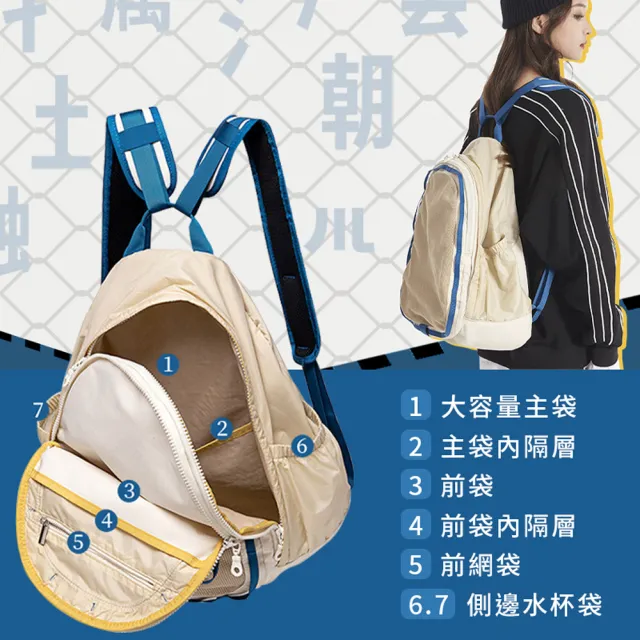 【Her】雙11 大容量後背包 防潑水運動後背包 撞色雙肩包 男女包包(防水包 多隔層包包 輕量學生 