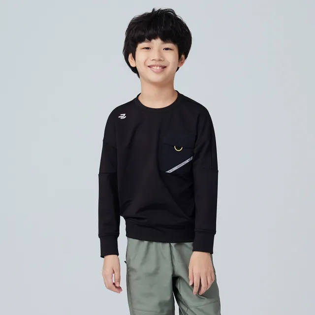 【BATIS 巴帝斯】異材質貼袋保暖大學 T - 男童 - 二色(吸濕排汗、蓄熱保暖)