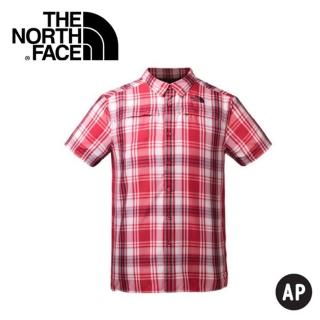 【The North Face】男 抗UV排汗短襯衫《紅色格紋》3GIK/抗紫外線/透氣/短袖/襯衫(悠遊山水)