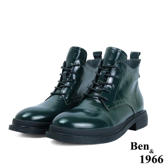【Ben&1966】高級頭層牛油皮流行舒適短靴-草綠217152