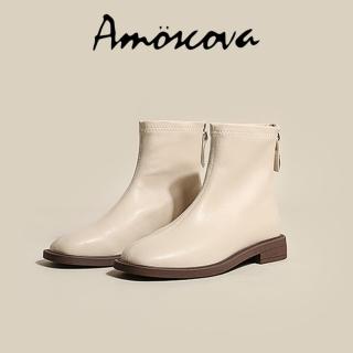 【Amoscova】和事現貨 女靴 真皮馬汀靴 超軟真皮女靴 素面短靴 中筒靴 重機靴 女鞋(1672)